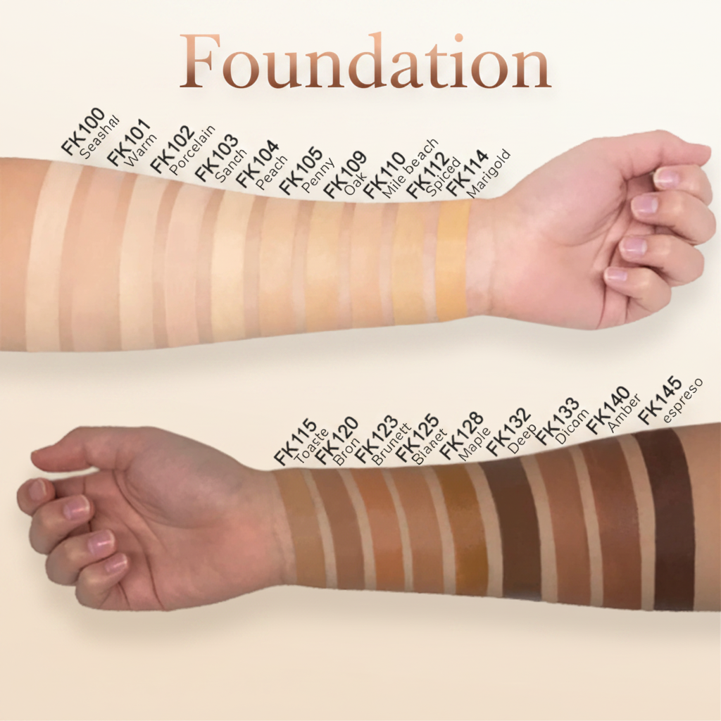 Foundation shade guide showing available colors